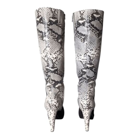 POUR LA VICTOIRE Tall Snakeskin Black Suede Heeled Boot Size 7.5 - Picture 6 of 10